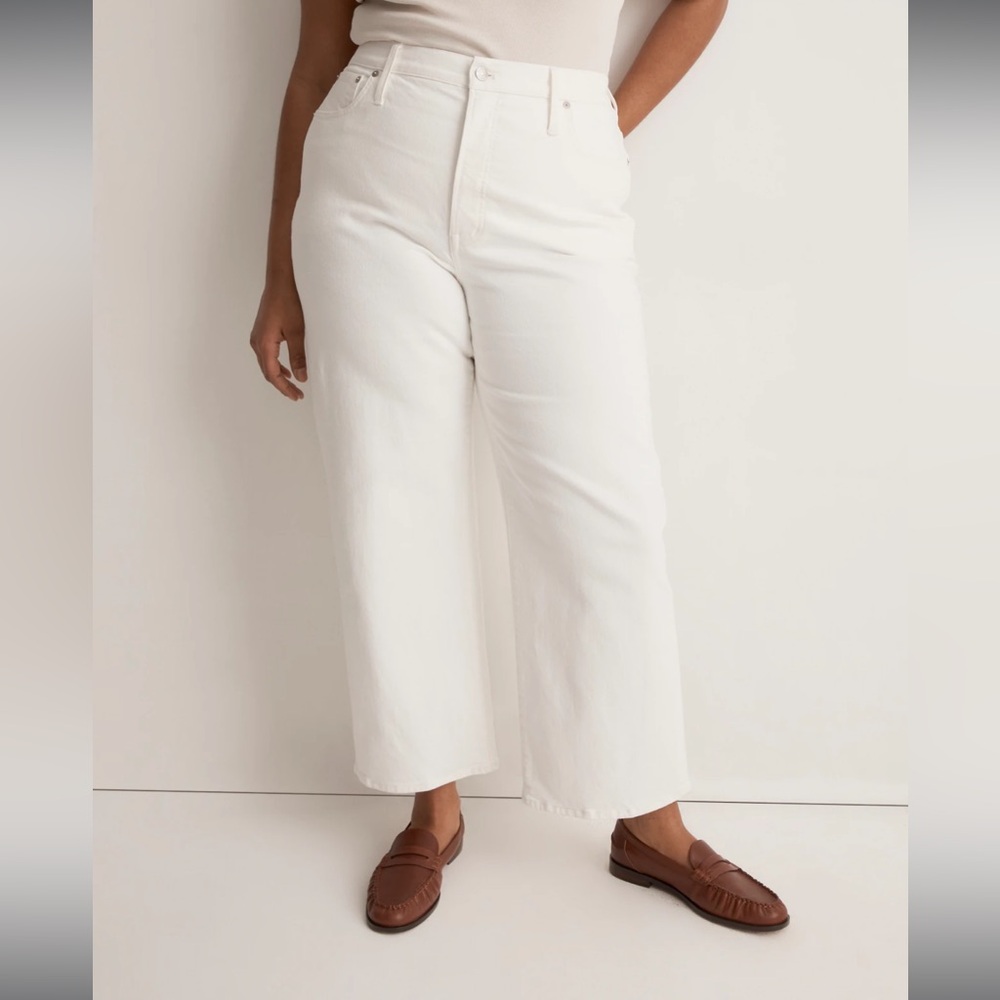 Madewell The Perfect Vintage Wide-Leg Crop Jean in Tile white size 31